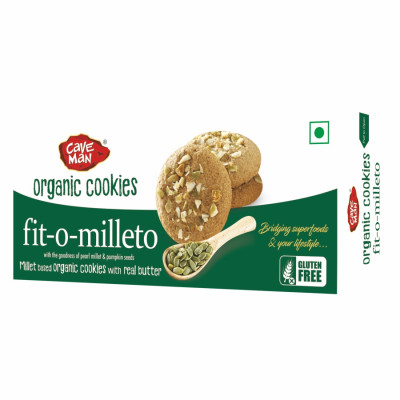 Caveman Organic Fit-o-millato Cookies | Buy Organic Cookies Online | Healthy Snacks | Superfood Cookies | Gluten-free Treats | Non-gmo Cookies | Natural Sweeteners | Protein-rich Cookies | Energy Boosting Snacks - 60g