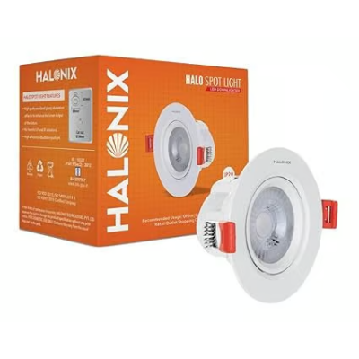 Halonix 12w Neutral White Adjustable Halo Led Spot Light | Compact Design With 120° Beam Angle | Recessed Down Light For False Ceiling | Cutout - 4.5 Inch | Pack Of 1