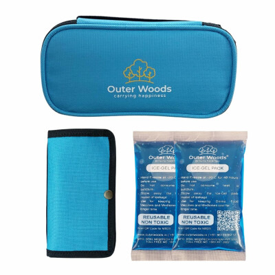 Outer Woods Insulin Cooling Travel Pouch For Diabetics With Two Ice Gel Packs | Compact Diabetes Travel Kit | Medicine Travel Cooler Bag - Sky Blue